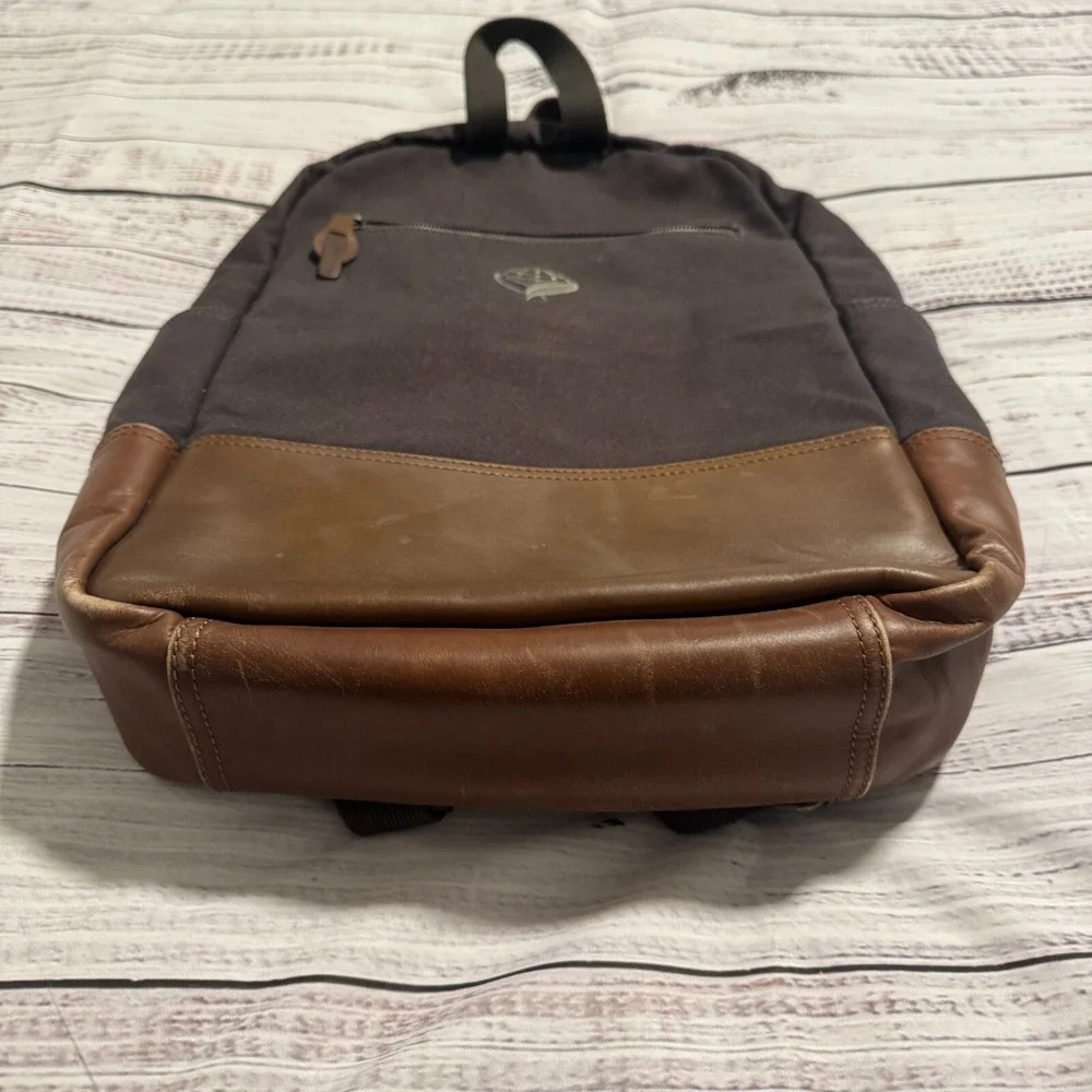 Alternative Brand Canvas Backpack w/ Leather Bottom‎ Brown Bag